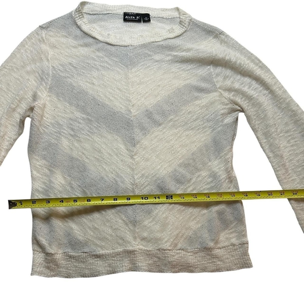 Sheer Chevron Knit Sweater Cream Silver Allen B. by Allen Schwartz Disco XL - Picture 6 of 8